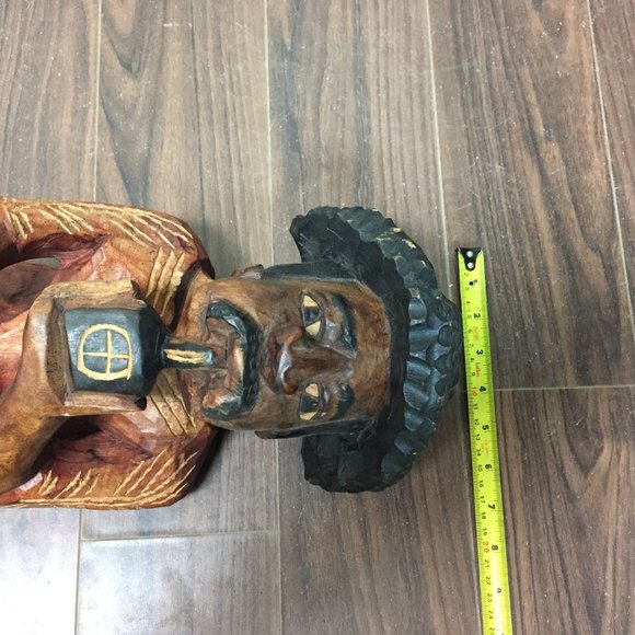 24" Hand Carved and Painted Working Man Wooden Statue Figure - Picture 10 of 11